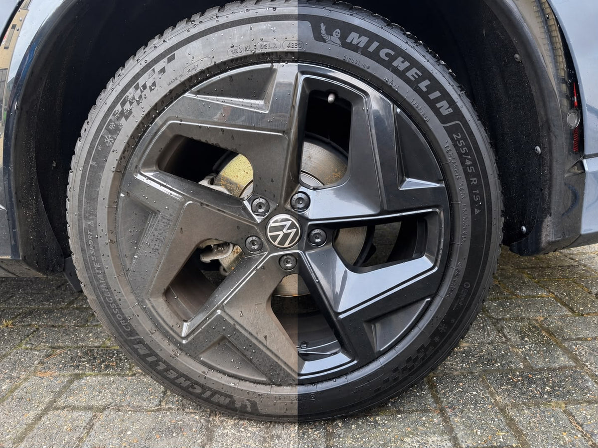 Net gewassen. Behalve je velgen.